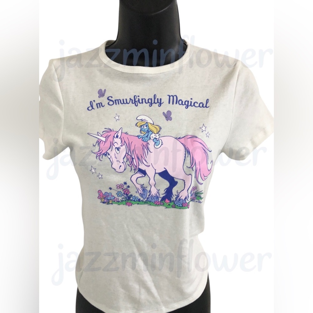 The Smurfs I’m smurfingly‎ magical graphic print white tshirt size small new